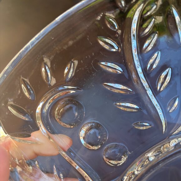 Vintage Federal Glass Clear Leaf Dot Pattern Divided Serving Charcuterie Plate - Picture 3 of 12